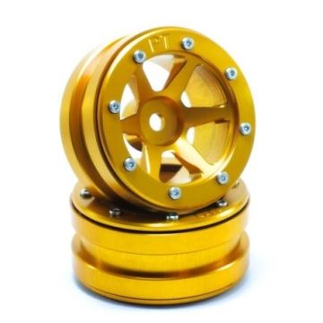 Metsafil Beadlock Wheels PT-Slingshot Gold/Gold 1.9 (2 pcs) (MT0030GOGO)