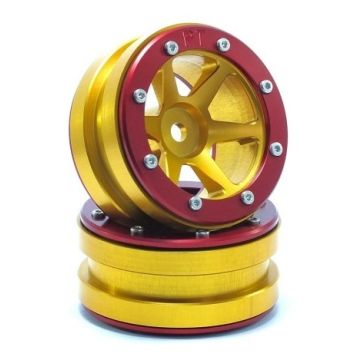 Metsafil Beadlock Wheels PT-Slingshot Gold/Red 1.9 (2 pcs) (MT0030GOR)