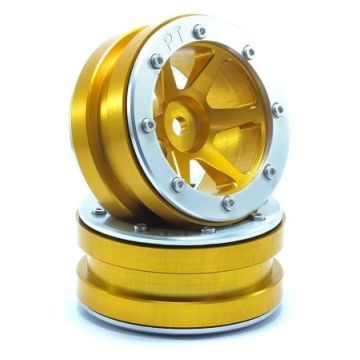 Metsafil Beadlock Wheels PT-Slingshot Gold/Silver 1.9 (2 pcs) (MT0030GOS)