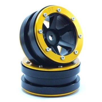 Metsafil Beadlock Wheels PT-Slingshot Black/Gold 1.9 (2 pcs) (MT0030BGO)