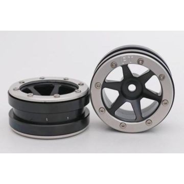 Metsafil Beadlock Wheels PT-Slingshot Black/Silver 1.9 (2 pcs)Â  (MT0030BSÂ )