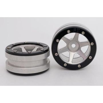 Metsafil Beadlock Wheels PT-Slingshot Silver/Black 1.9 (2 pcs)Â  (MT0030SBÂ )