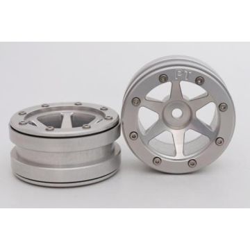 Metsafil Beadlock Wheels PT-Distractor Silver/Silver 1.9 (2 pcs)Â  (MT0030SSÂ )