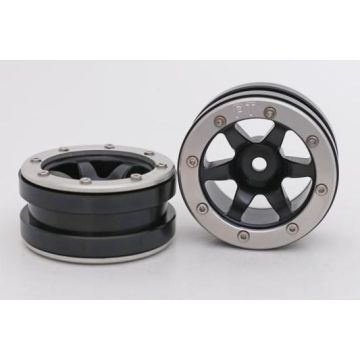Metsafil Beadlock Wheels PT-Wave Black/Silver 1.9 (2 pcs)Â  (MT0070BSÂ )