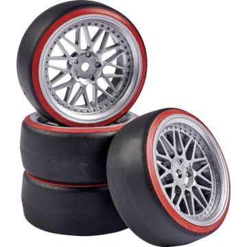 Carson 1:10 Wheel Set Drift - Silver/Red (4)