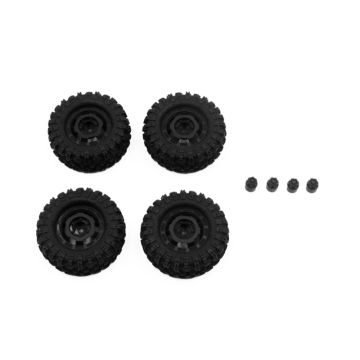 Absima CR-18P Truck Wheel/ Tire Set (Black)