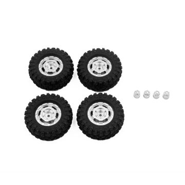 Absima CR-18P Truck Wheel/ Tire Set (Silver)