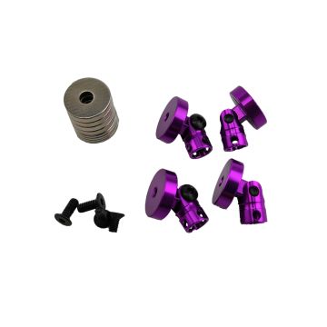 SC Models 1:10 RC Car Magnetic Invisible Body Shell Mounts - 4pcs Purple (SCDTDR01002D)