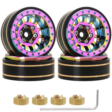 SC Models 1.1" Brass Beadlock Wheels (4) Fits SCX24 - Dazzling Purple (SCDTW42026)