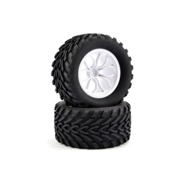 Fastrax 1:10 Mega V Truck Tyre 12 Spoke White Wheel 12mm Hex (Pr) (FAST0067W)