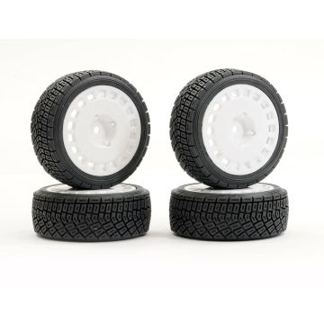 Fastrax 1:0th Rally Angle Tyre/Wheel Set White (4) (FAST0071W)