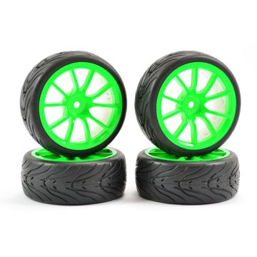 Fastrax 1:10 Street/Tread Tyre 10 Spoke Neon Green Wheel (4) (FAST0072G)
