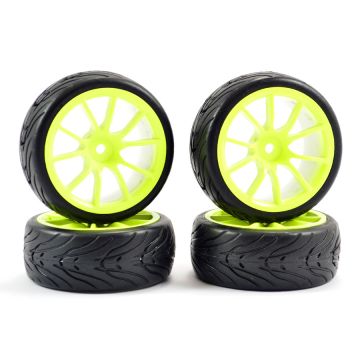 Fastrax 1:10 Street/Tread Tyre 10 Spoke Neon Yellow Wheel (4) (FAST0072Y)
