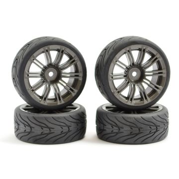 Fastrax 1:10 Street/Tread Tyre 20Sp Gun Metal Wheel (FAST0077GM)