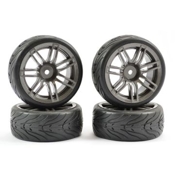 Fastrax 1:10 Street/Tread Tyre 14Sp Gun Metal Wheel (FAST0078GM)