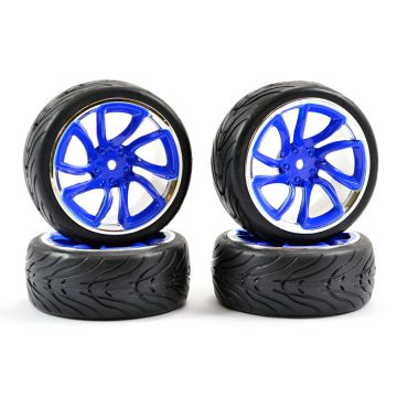 Fastrax 1:10 Street/Thread Tyre TRI-5 Blue/Chrome Wheel (FAST0088BLC)
