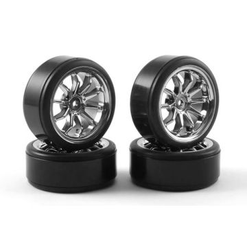 Fastrax 1:10th Street Wheel / Drift Tyres 10-Spoke Chrome (FAST0090C)