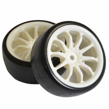 Fastrax 1:10 Street Wheel / Drift Tyres 10-Spoke White (FAST0092W)