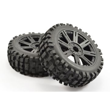 Fastrax 1:8 Rock Block Mounted On 8-Spoke Black (Pr) (FAST1001B)