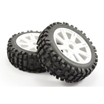 Fastrax 1:8 Rock Block Mounted On 8-Spoke White (Pr) (FAST1001W)