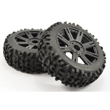 Fastrax 1:8 Maze Block Mounted On 8-Spoke Black (Pr) (FAST1005B)