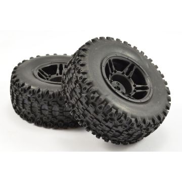 Fastrax 1:10 SC Rock Block Mounted 5 Spoke Black (Pr) (FAST1116B)