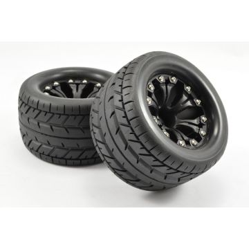 Fastrax 1:10 MT Eagle Mounted 6 Spoke Black (Pr) (FAST1201B)