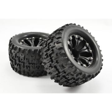 Fastrax 1:10MT Jigsaw Mounted 6 Spoke Black 0 Offset (Pr) (FAST1211B)