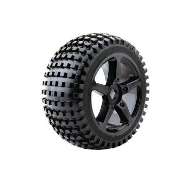 Fastrax 1:8 Truggy Rock MTD On 5-Spoke Black 0 Offset (Pr) (FAST1094B-0)