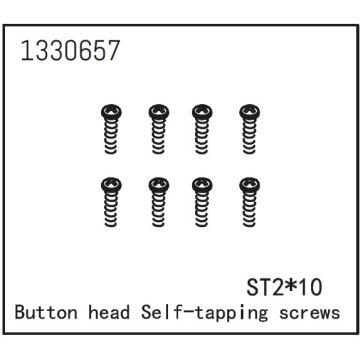 Absima Button Head Self-Tapping Screws St2*10 (8) (AB1330657)