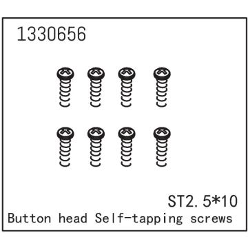 Absima Button Head Self-Tapping Screws St2.5*10 (8) (AB1330656)