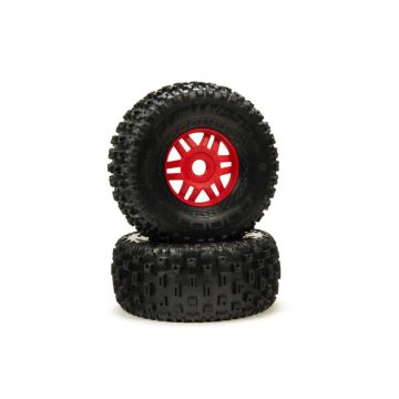Arrma DBOOTS 'Fortress' Tire Set Glued (Red) (2pcs) (G-ARA550065)