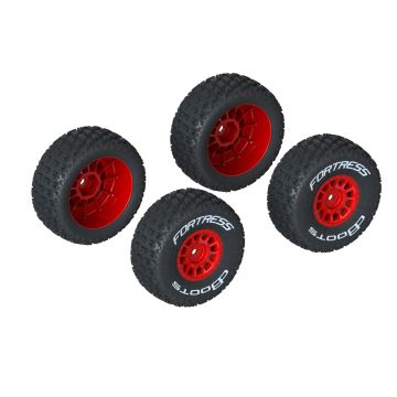 Arrma dBoots 'FORTRESS' Tire Set Glued, Red (2 Pairs) (G-ARA550116)