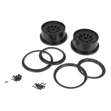 Losi Wheel & Beadlock Set, Black (2), 5T (G-LOSB7034)
