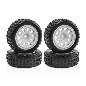 RC Overhaul Mud Block, Tyre w/ White, Spider Spoke Rim Set, 1/18 Typhon (G-RCO-AR040W)