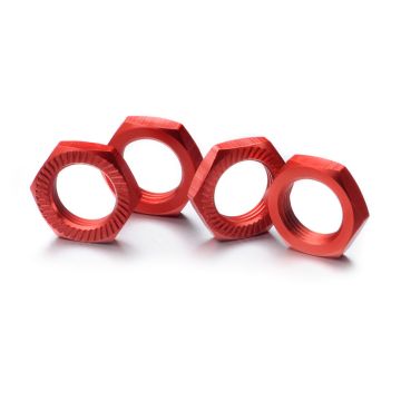 SC Models 17mm X 1.0 Red Serrated Wheel Nuts (4Pcs) (SCKRNL170E)
