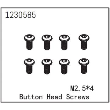 Absima Button Head Screw M2.5*6 (8) (AB1230585)