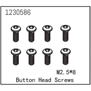 Absima Button Head Screw M2.5*8 (8) (AB1230586)