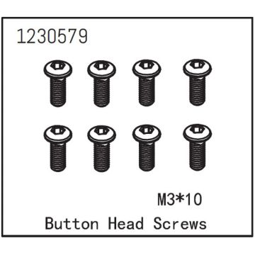 Absima Button Head Screw M3*10 (8) (AB1230579)