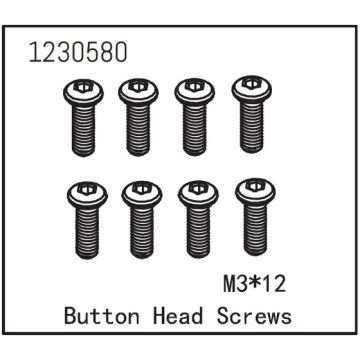 Absima Button Head Screw M3*12 (8) (AB1230580)