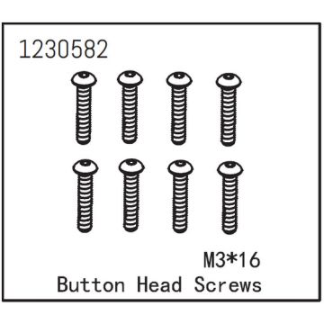 Absima Button Head Screw M3*16 (8) (AB1230582)