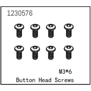 Absima Button Head Screw M3*6 (8) (AB1230576)