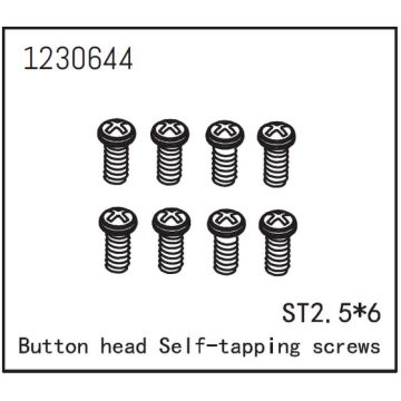 Absima Button Head Screws - Selftapping M2.5*6 (8) (AB1230644)