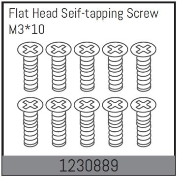 Absima M3*10 Flat Head Self-Tapping Screw Set (10) (AB1230889)