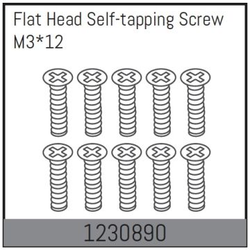Absima M3*12 Flat Head Self-Tapping Screw Set (10) (AB1230890)