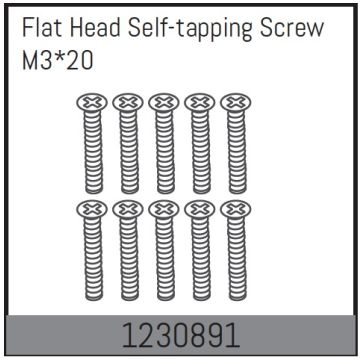 Absima M3*20 Flat Head Self-Tapping Screw Set (10) (AB1230891)