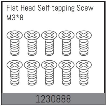 Absima M3*8 Flat Head Self-Tapping Screw Set (10) (AB1230888)