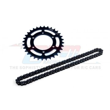 GPM Promoto MX  Medium Carbon Steel 32T High Speed Hub Chain Sprocket + 40 Manganese Steel 68 Roller Chain (MX6832S-BK)