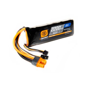 Spektrum 2200mAh 2S 6.6V Smart LiFe Receiver Battery; IC3 (O-SPMX22002SLFRX)