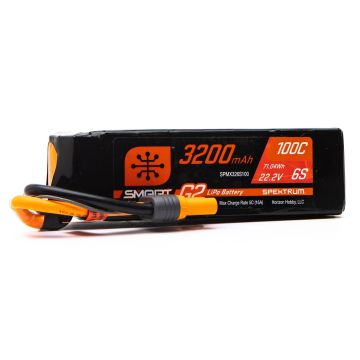 Spektrum 22.2V 3200mAh 6S 100C Smart G2 LiPo Battery: IC5 (O-SPMX326S100)